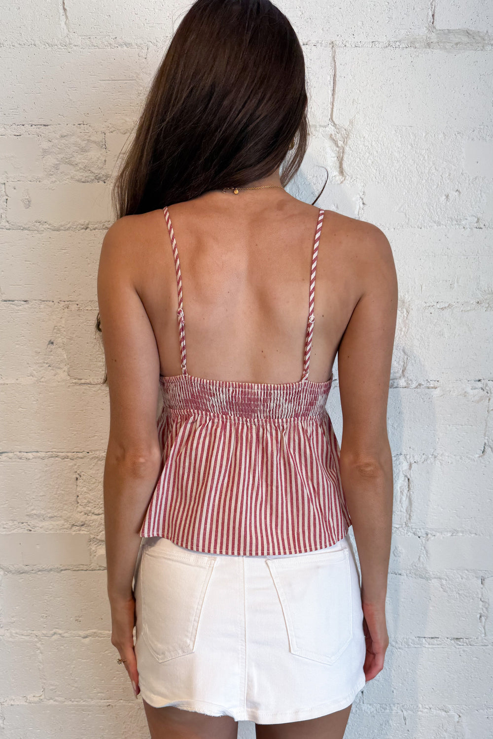 Retro Red Stripe Top Back, adeline boutique, dallas boutique, boutique