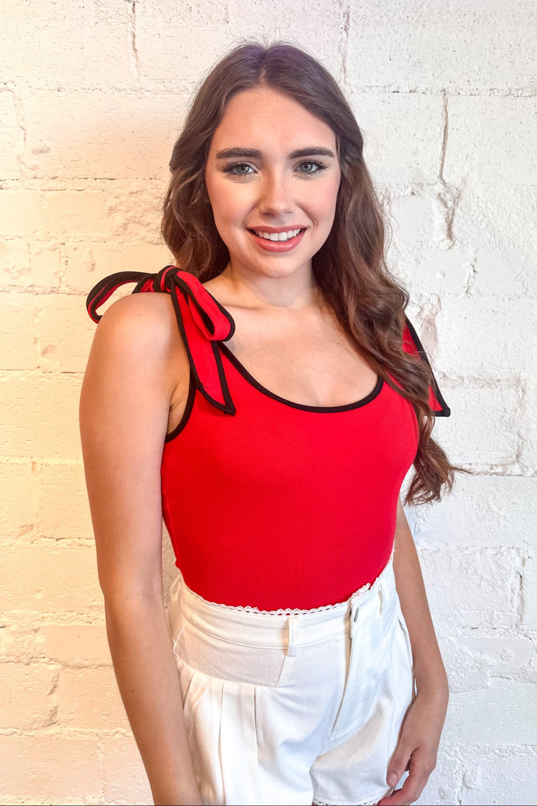 Rib & Ribbon Bodysuit, Bodysuit, 4th of July, Spring Outfit, Summer Styles, Adeline Boutique, Dallas Boutique, Boutiques, Summer Outfits