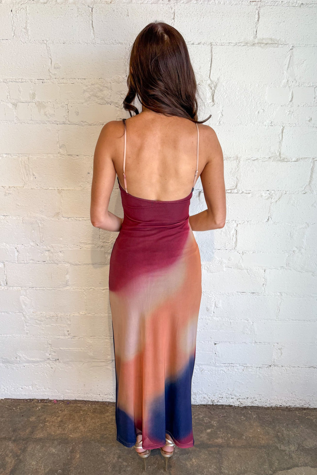 Romantic Mesh Tie-Dye Slim Midi Dress,Maxi Dress, Mesh Dress, Maxi, Adeline Boutique, Dallas Boutique, Women's Boutique