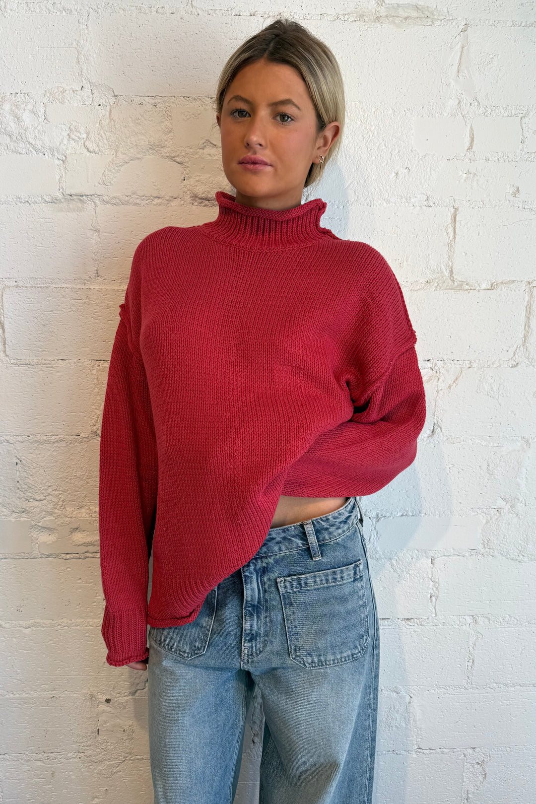 red sweater, sweater, fall sweater 