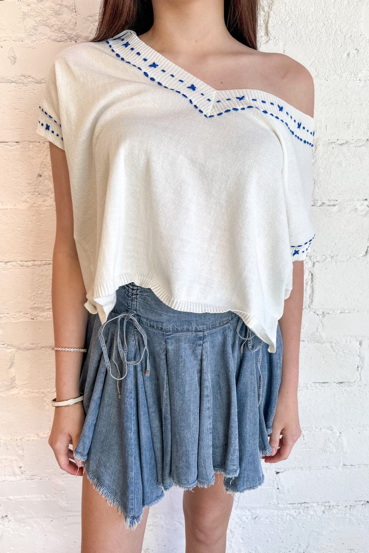 Ruched skirt with tie hotsell