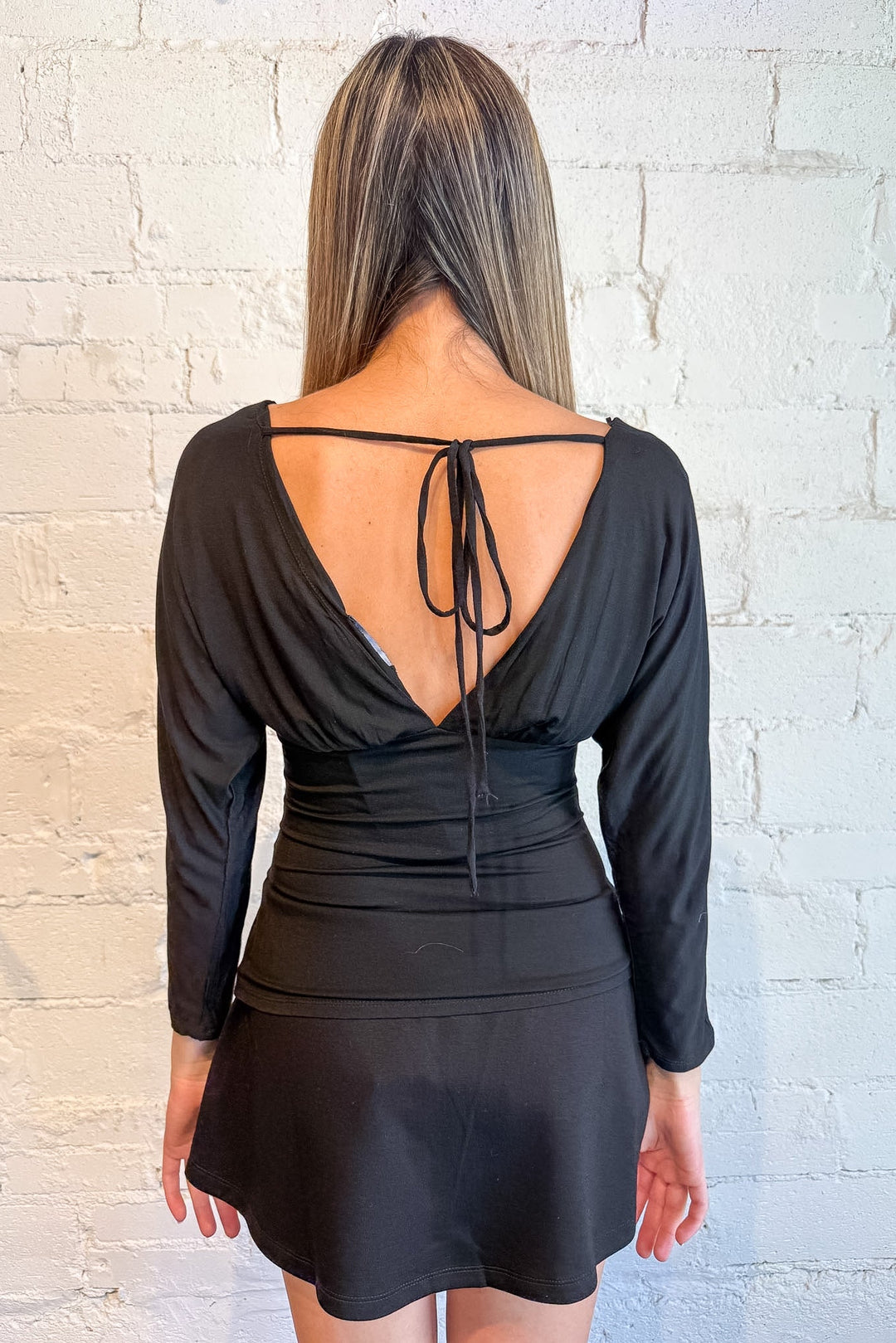 classy black longsleeve top, #adeline boutique, #dallas boutique