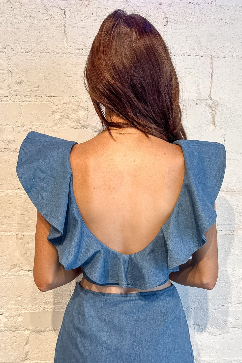 Ruffle Rodeo Top, Denim Top, Summer Tops, Sets, Matching Sets, Adeline Boutique, Dallas Boutique, Spring and Summer Styles, Denim, Boutique Styles