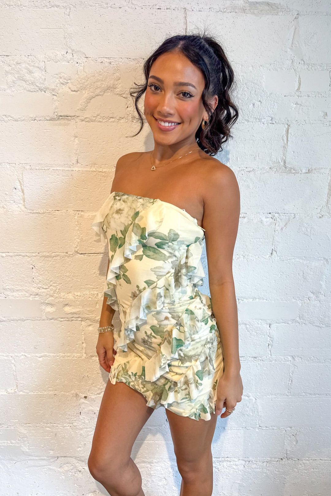 Sage Floral Ruffle Mini Dress, Mini Ruffle Dress, Mini Dress, Hoco Dress, Homecoming Dresses