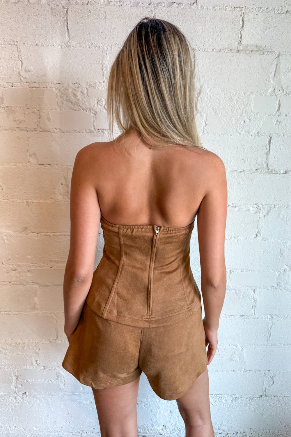 Sahara Suede Top, Suede Top, Fall Outfits, Tops, Strapless Top, Adeline Boutique, Dallas Boutique, Set, Matching Set, Game Day Outfit