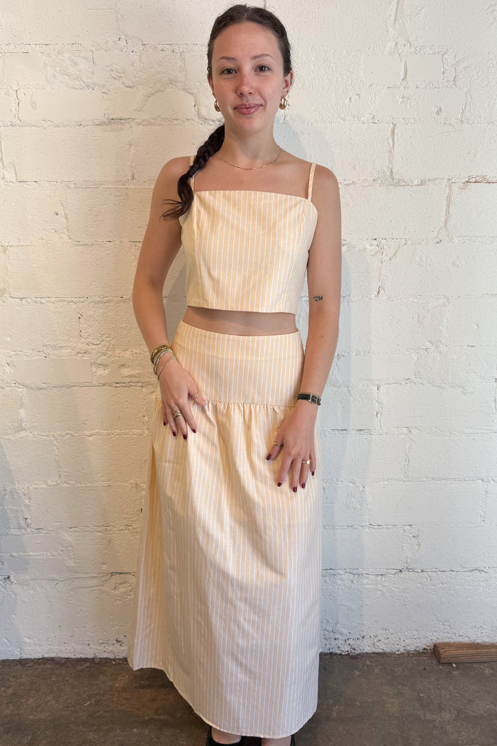 Sally Striped  Maxi Skirt Yellow, adleline boutique, dallas boutique, boutique