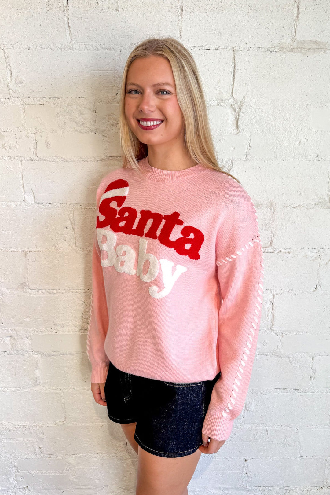 Santa Baby, Holiday Sweaters, Sweaters, Knit Sweaters, Santa Baby Sweater, Adeline Boutique, Dallas Boutique, Women's Boutique