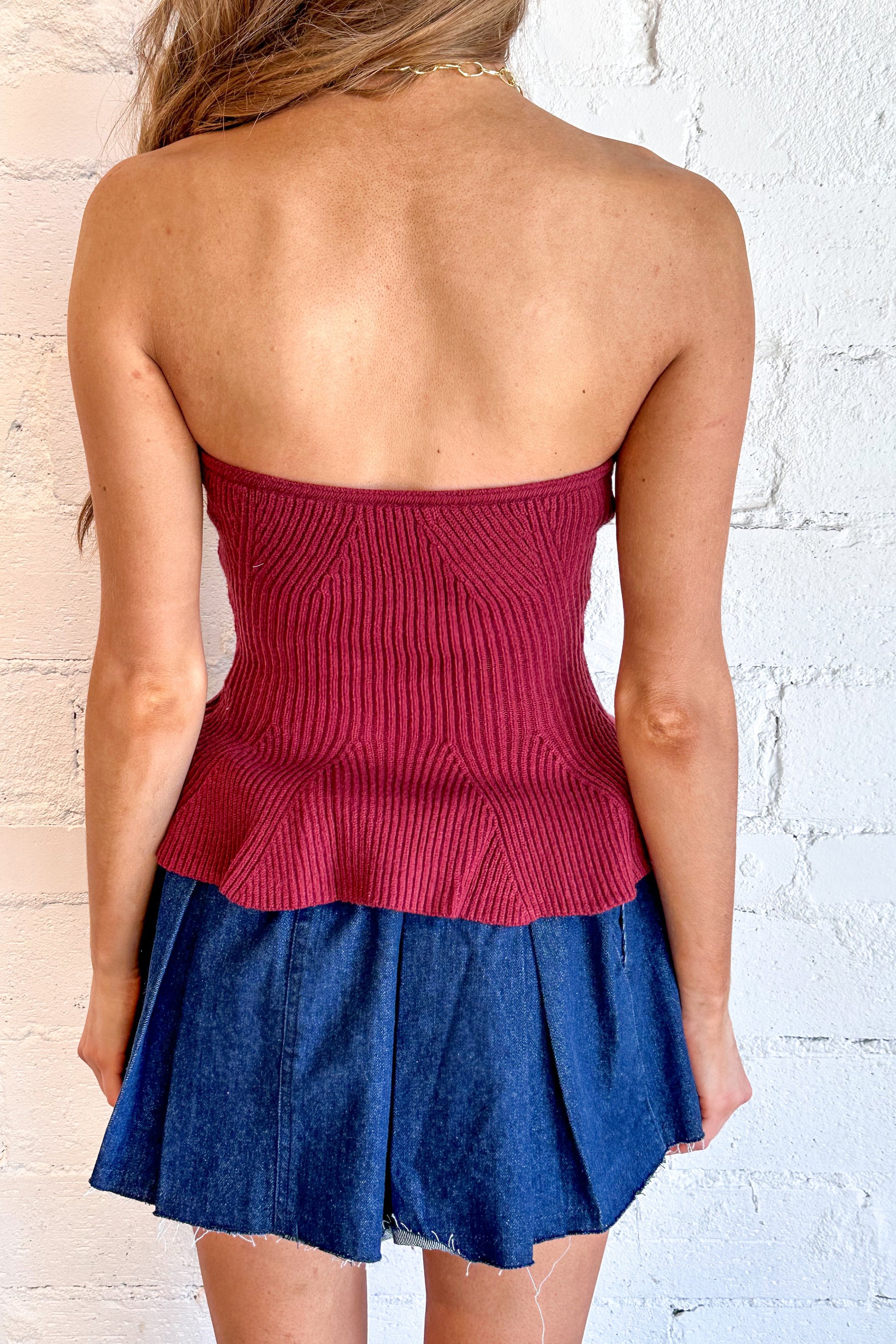 Sassy Peplum Sweater Tube Top – Adeline