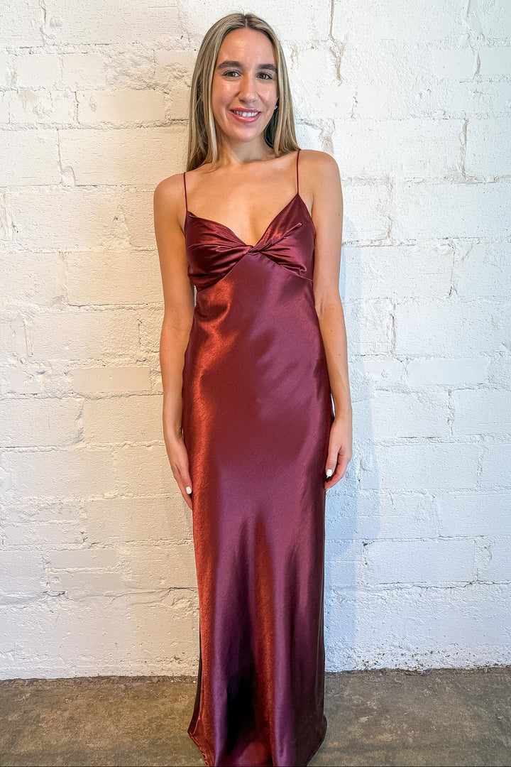 Satin maxi dress, crimson maxi dress, wine maxi dress, red maxi dress, ruby maxi dress, cocktail dress 