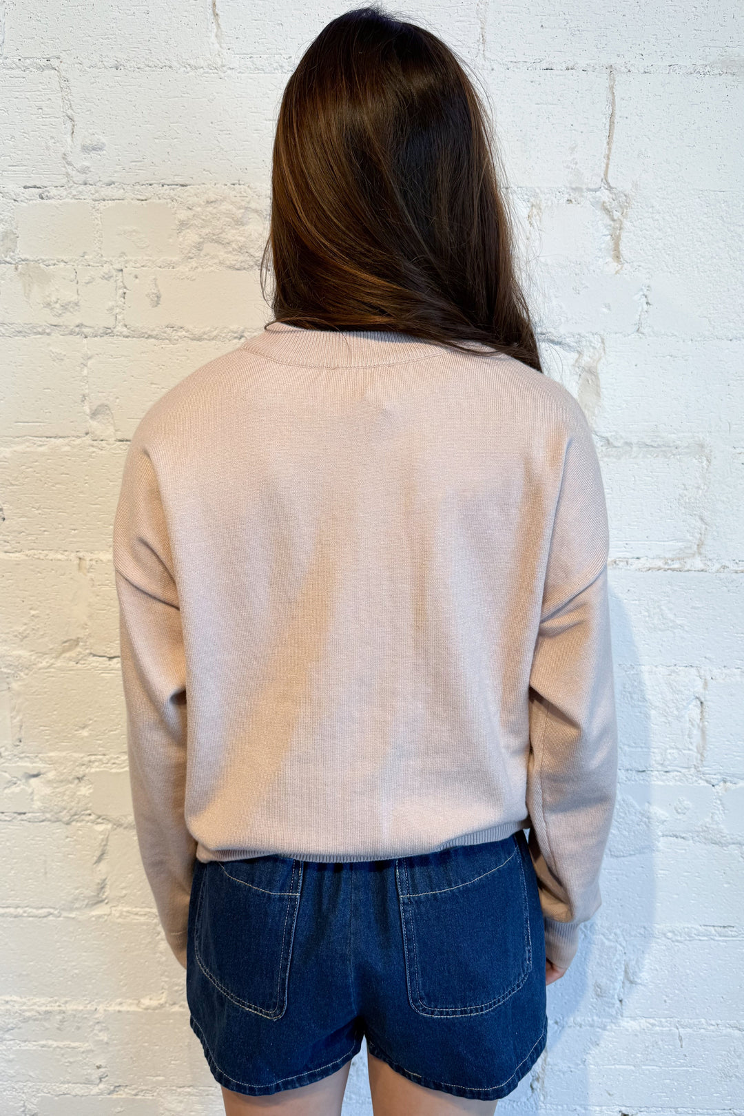 Schnauzer Long Sleeve Crew Neck Sweater Back, adeline boutique, dallas boutique, boutique