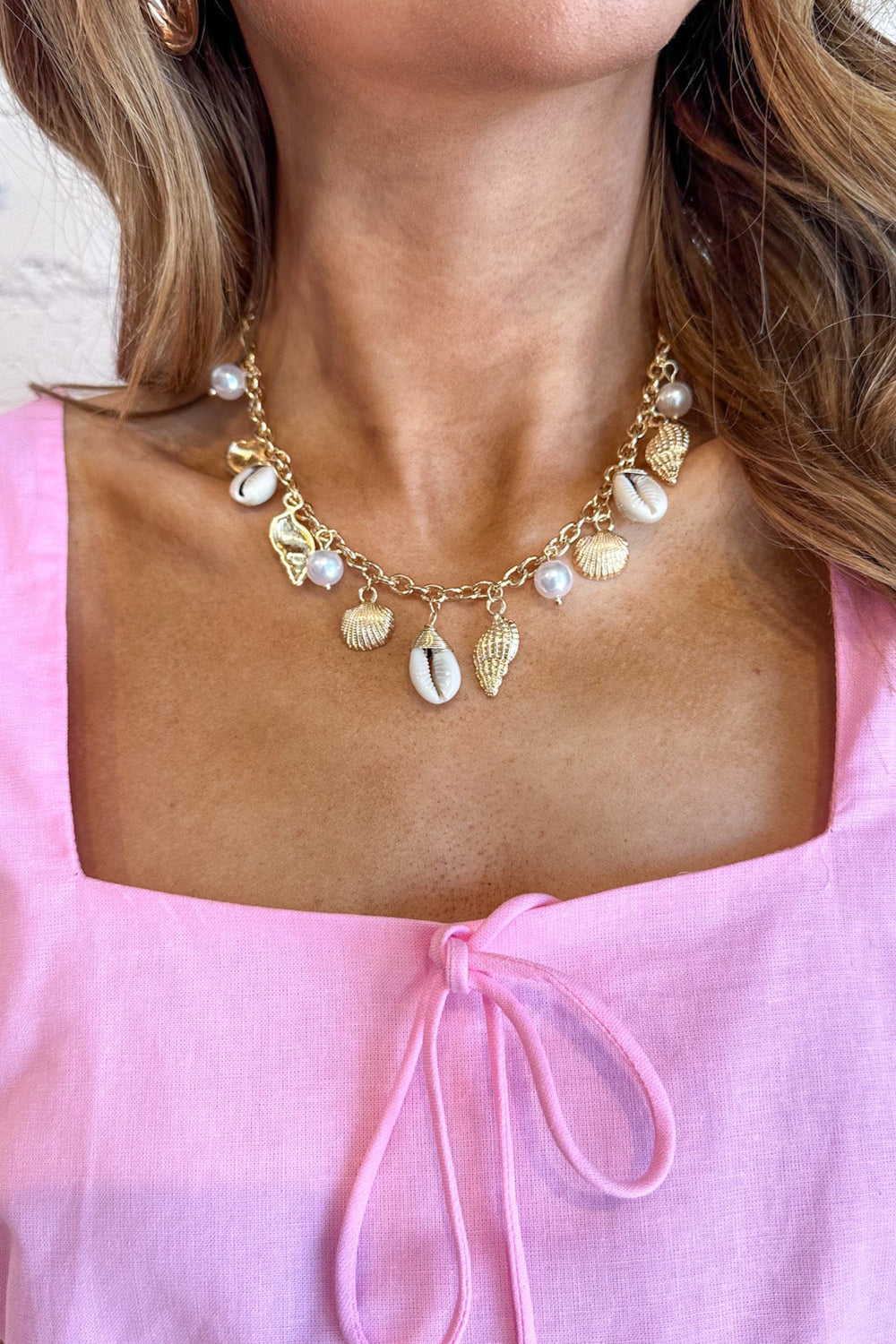 Seashell Charm Necklace, Necklace, Jewelry, Adeline Boutique, Dallas Boutique