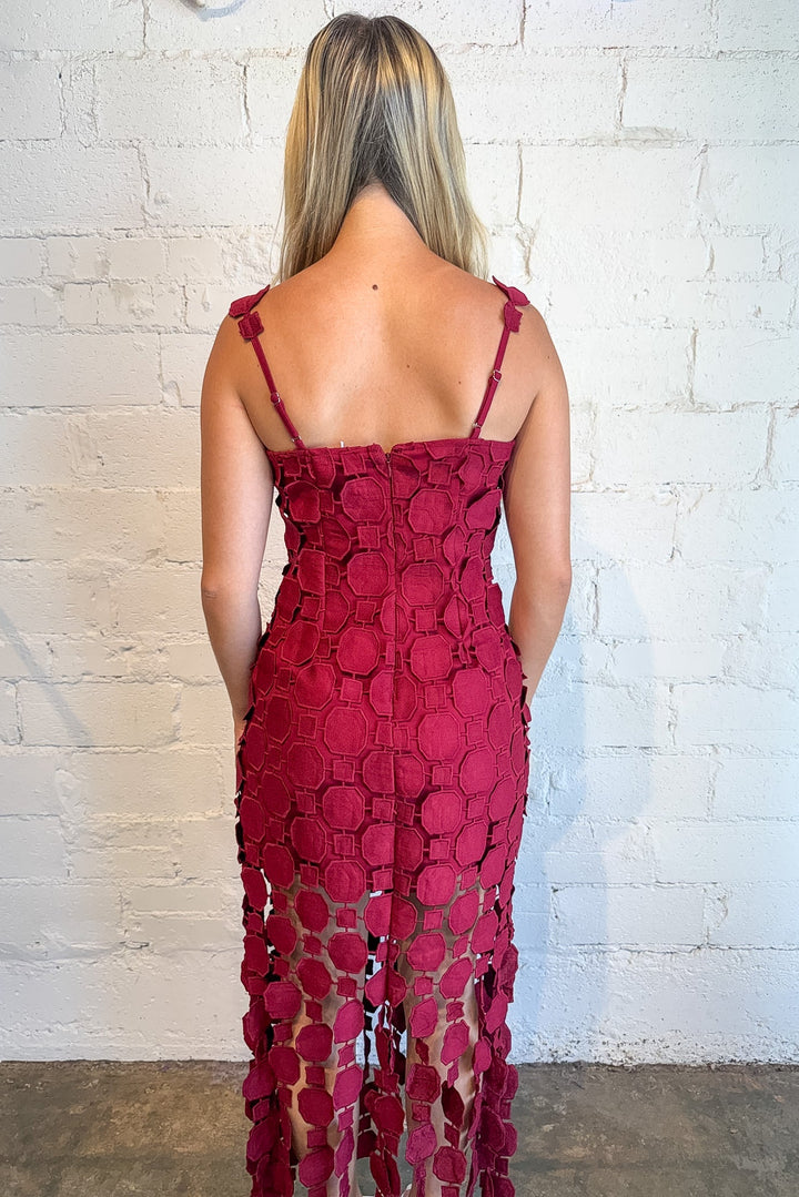 midi dress with fringe fun, #adelineboutique, #boutique