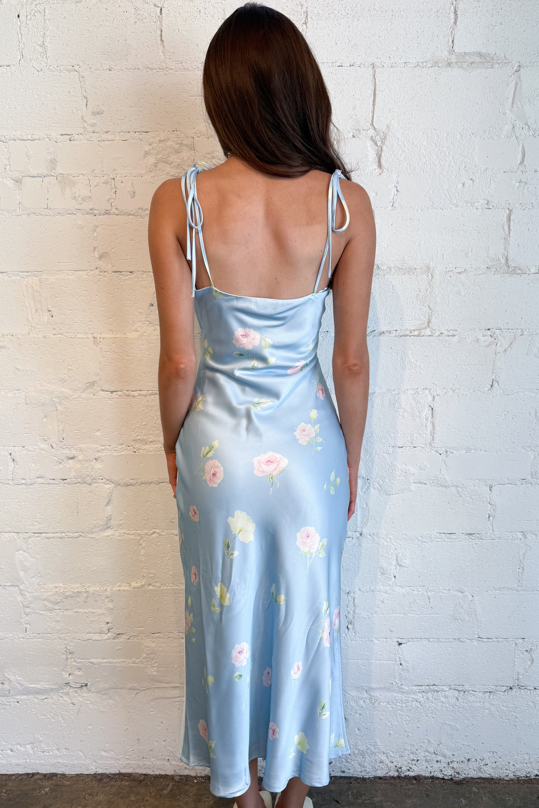 Sky Blooms Midi Dress Back, adeline boutique, dallas boutique, boutique