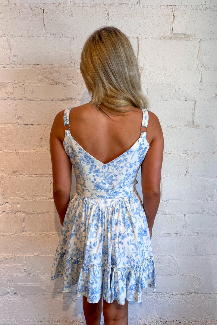 Sky Petal Picnic Belt Mini Dress, Floral Dress, Spring and Summer Dresses, Brunch Dress, Adeline Boutique, Dallas Boutique