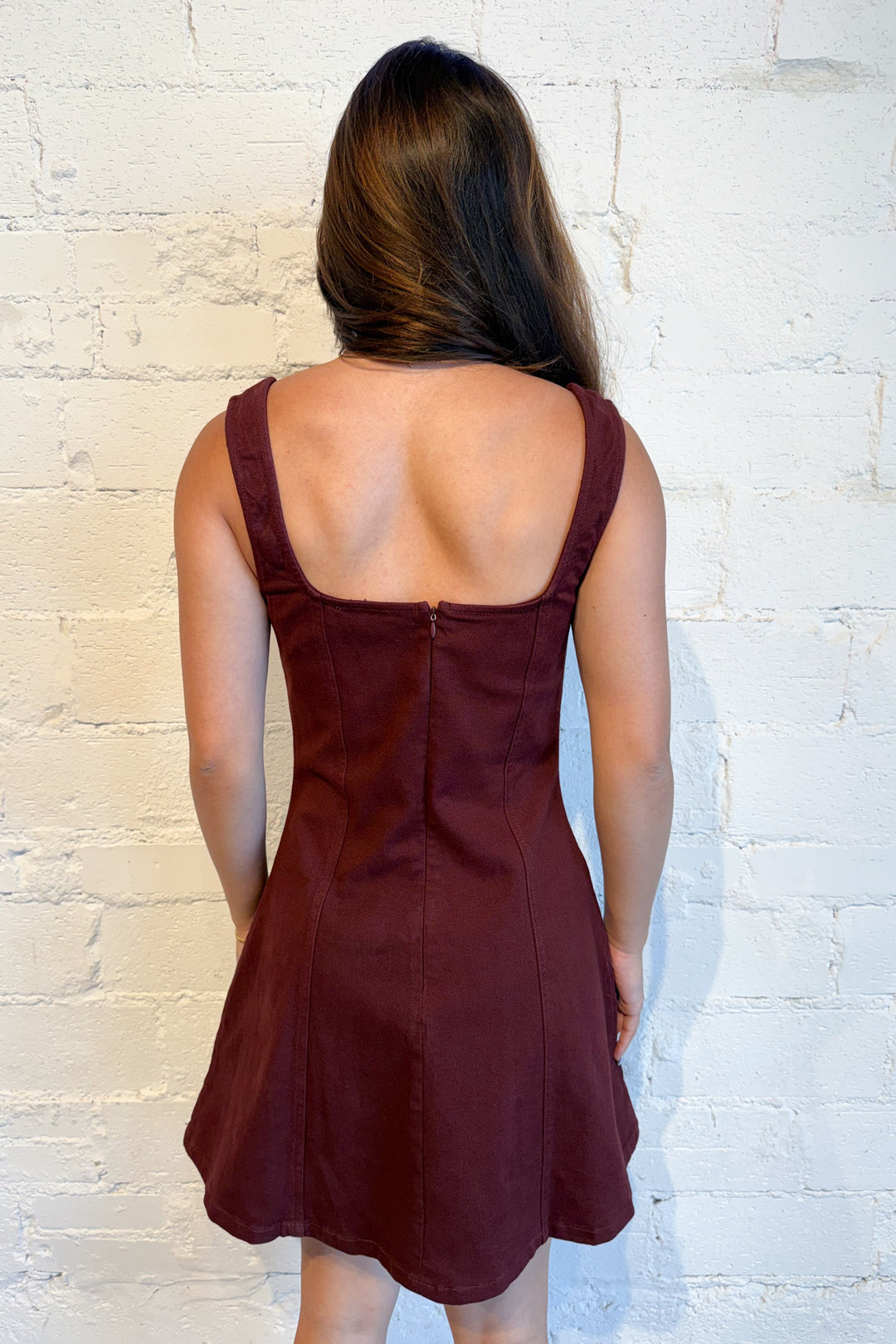 Soft Maple Mini Dress Maroon Back, adeline boutique, dallas boutique, boutique