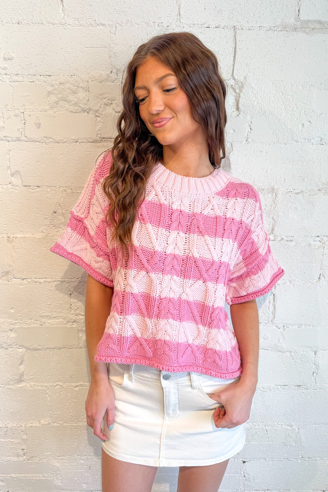 Strawberry Stripe Sweater, Cropped Sweater, Sweater, Sweaters, Spring Styles, Adeline Boutique, Dallas Boutique