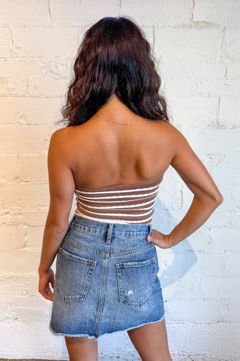Stripe Twist Front Tube Top, Tube Top, Adeline Boutique, Dallas Boutique, Boutique Clothing, Tops, Brown Tops