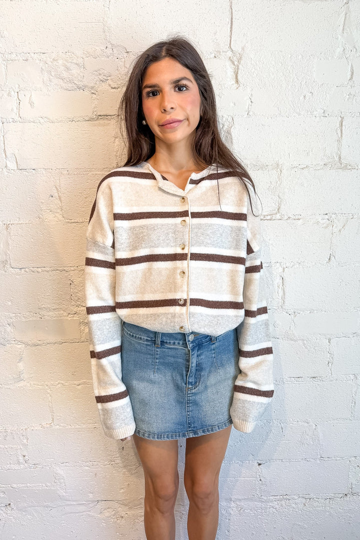 striped sweater, button down sweater, fall sweater, striped sweetheart cardigan