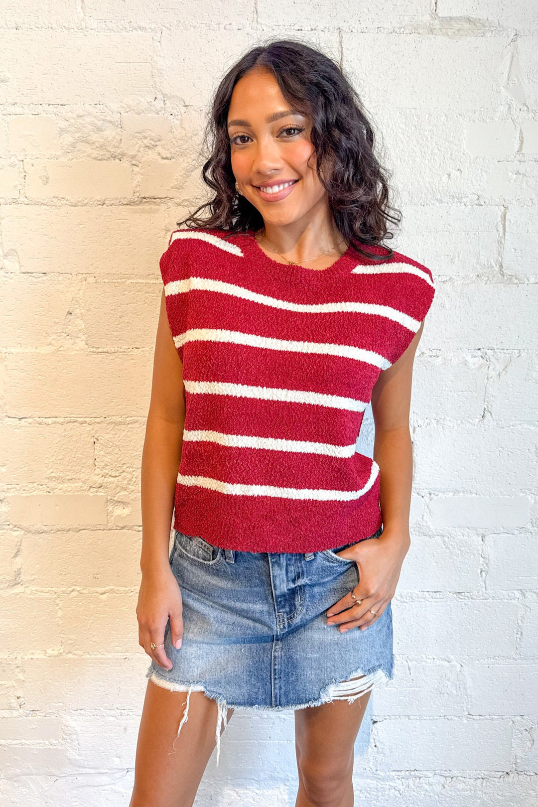 Striped Knit Top, Striped Sweater, Sweater, Tops, Fall Tops, Adeline Boutique, Dallas Boutique, Fall Outfits, Boutique Clothing 