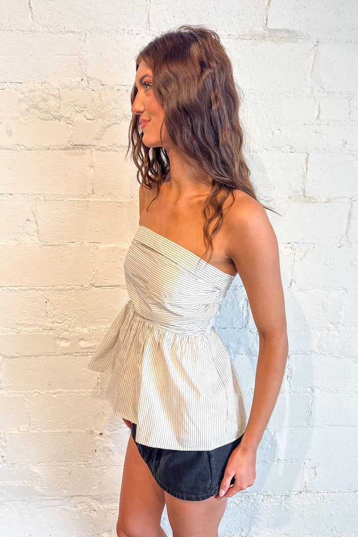 Striped Tube Peplum Top, Striped Tube Top, Spring and Summer Tops, Tops, Adeline Boutique, Dallas Boutique, Women's Boutique Tops