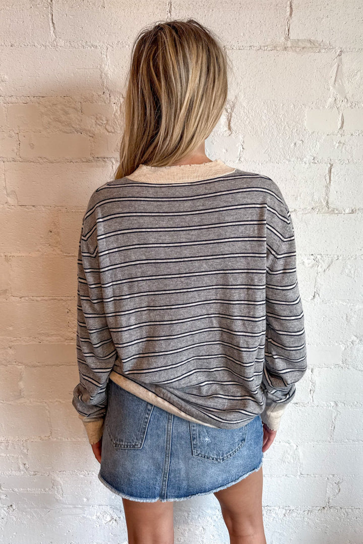 Striped V-Neck Sweater Top, Long Sleeve Top, Tops, Fall Tops, Striped Long Sleeve, Sweaters, Adeline Boutique, Dallas Boutique