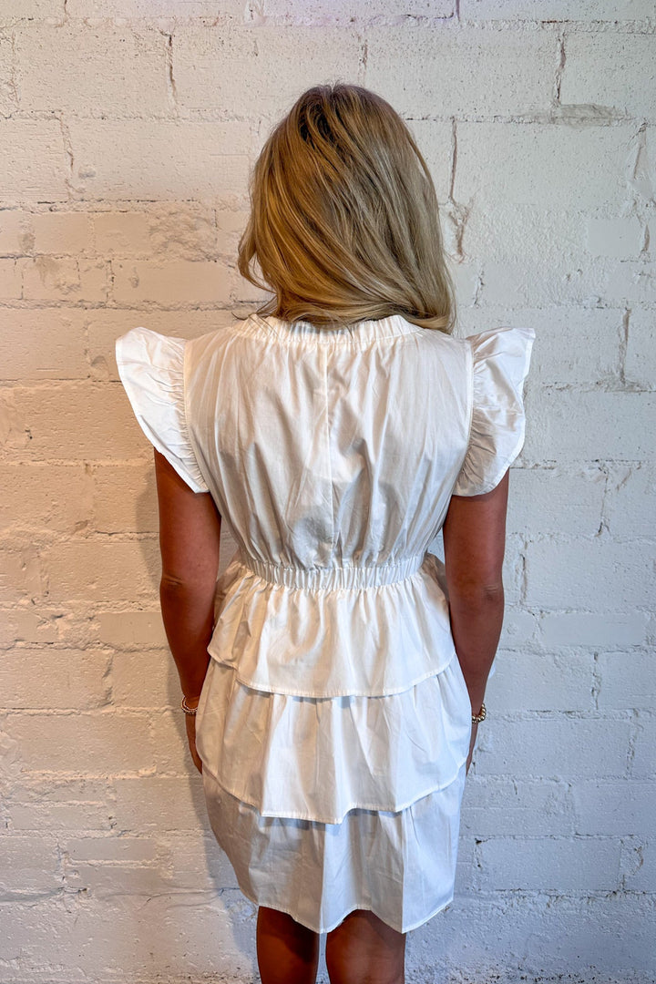 Sugar Belle Tiered Dress, Adeline Boutique, Dallas Boutique, Spring Dress, White Dress, Graduation Dress, Boutiques