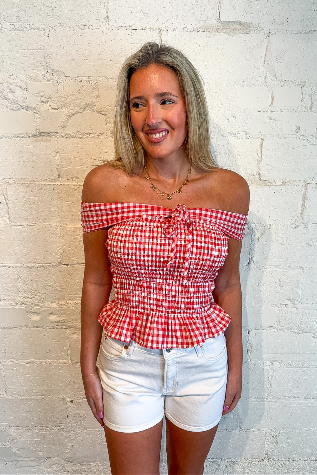 Summer Date Top, Gingham Top, Summer Tops, Strapless Top, Adeline Boutique, Dallas Boutique, Spring and Summer Styles