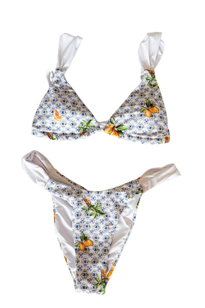 Summer Romance Bikini Top Blue and Yellow, swim, swimsuit, swimsuits, swimwear, dallas boutique, boutique, adeline boutique