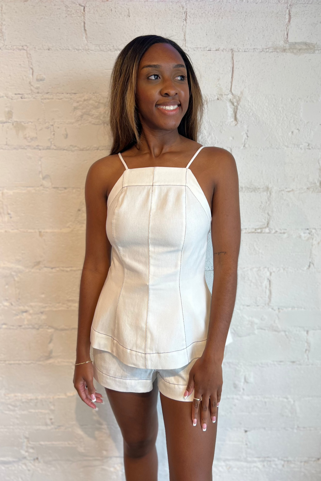 Summer Stitch Shorts, White Shorts, Matching Set, Two Piece Set, Adeline Boutique, Dallas Boutique, Spring Set, summer Outfit 