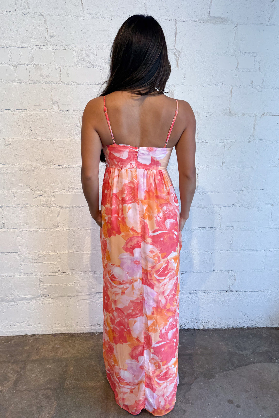 Sunset Blooming Maxi Dress Back, adeline boutique, dallas boutique, boutique