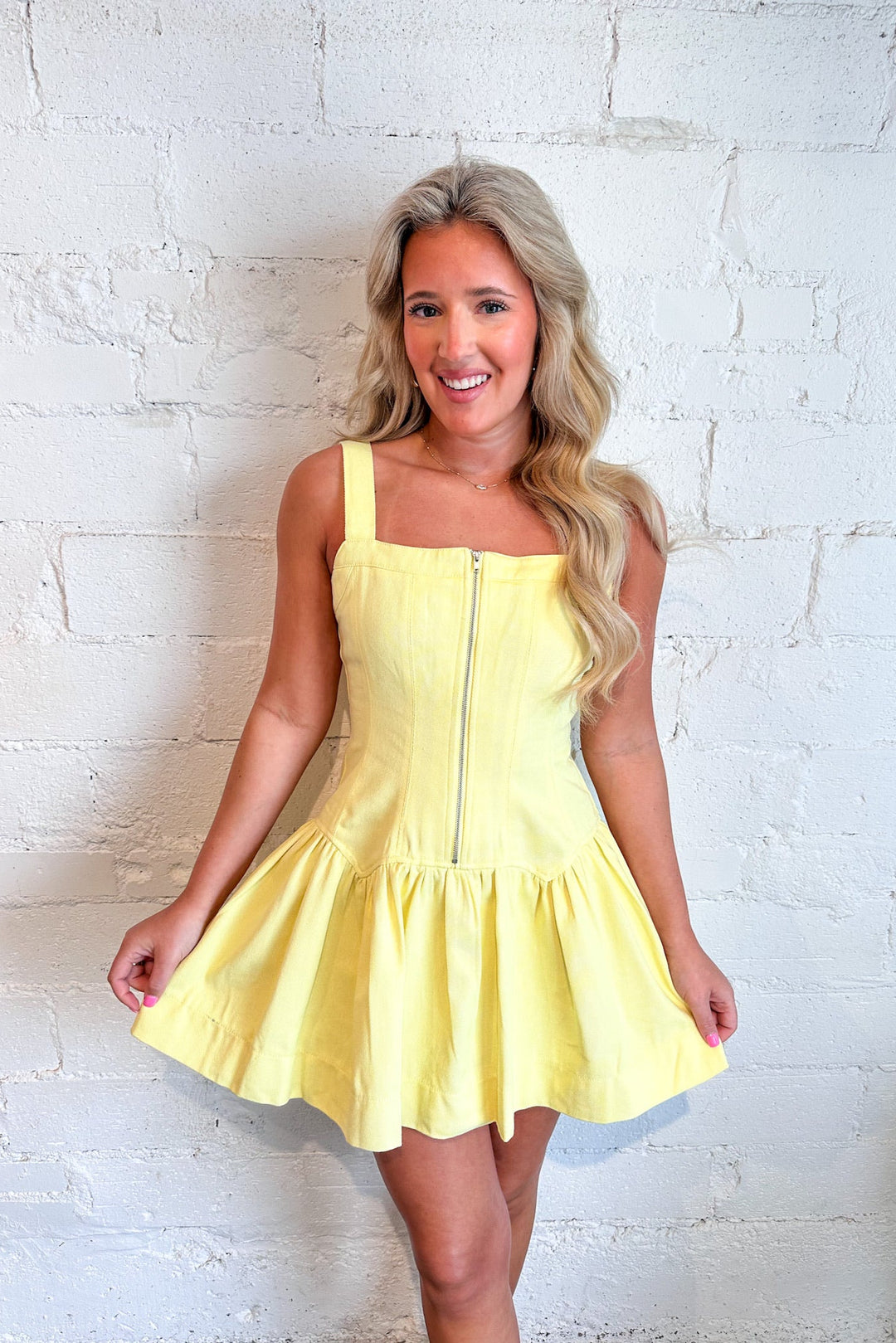 Sunshine Twist Mini Dress, Yellow Dress, Spring Dress, Adeline Boutique, Dallas Boutique, Boutique Dress