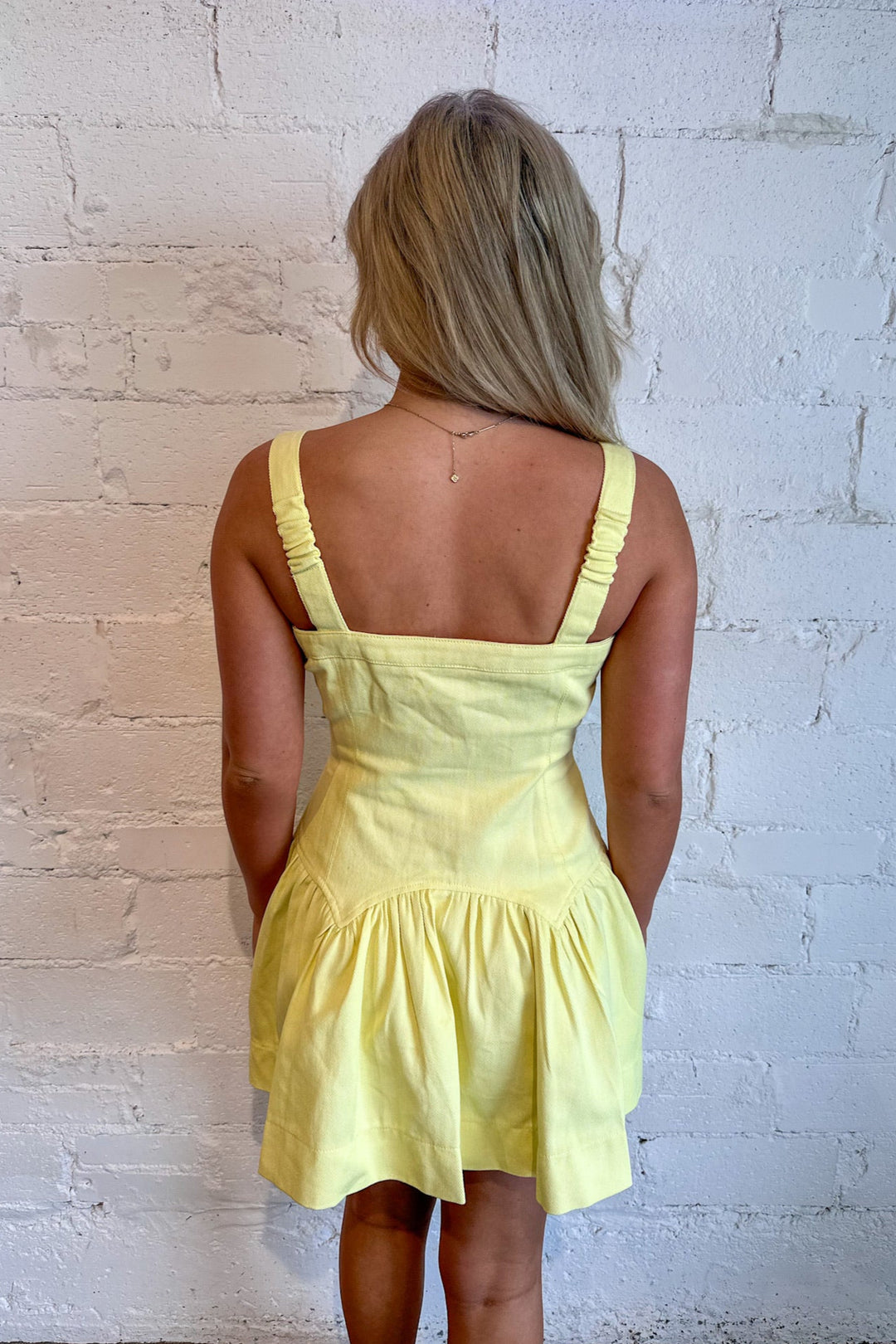 Sunshine Twist Mini Dress, Yellow Dress, Spring Dress, Adeline Boutique, Dallas Boutique, Boutique Dress