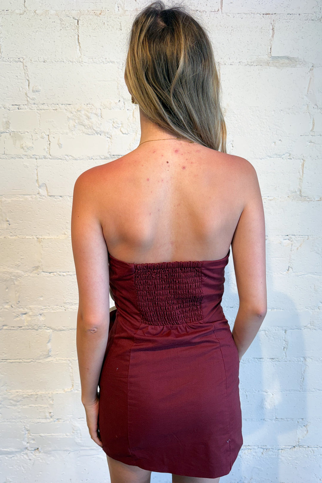 Susie Mini Dress Maroon Back, adeline boutique, dallas boutique, boutique