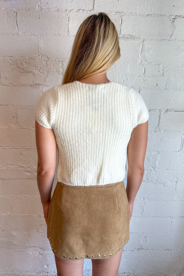 Sweet Cinch Sweater, Sweater, Cropped Sweater, Front Tie Sweater, Fall Outfits, Adeline Boutique, Tops, Knit Tops, Dallas Boutique, Cream Sweater