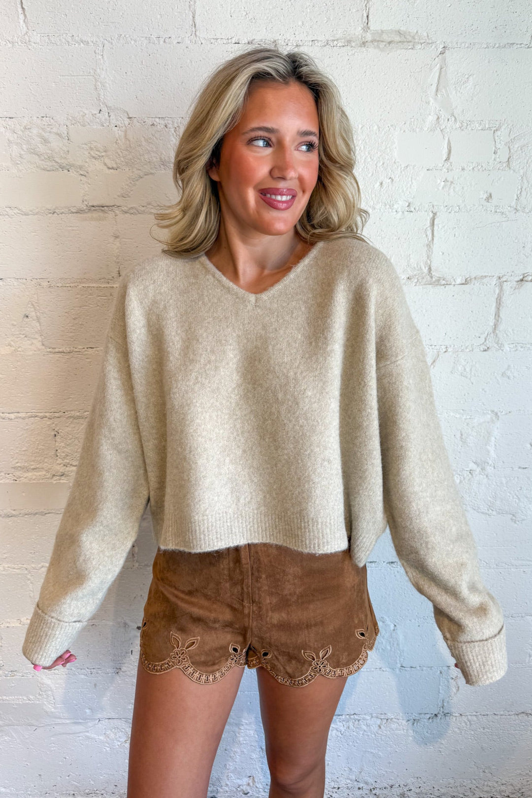 Sweet Nothings Scalloped Shorts, Suede Shorts, Bottoms, Shorts, Fall Bottoms, Fall Styles, Adeline Boutique, Dallas Boutique, Women's Clothing Boutique