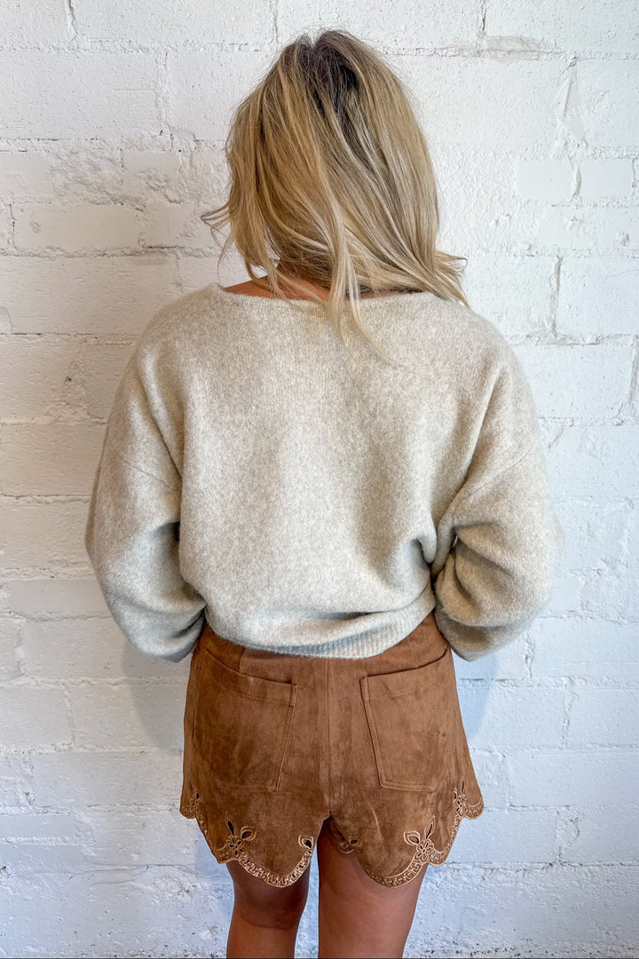 Sweet Nothings Scalloped Shorts, Suede Shorts, Bottoms, Shorts, Fall Bottoms, Fall Styles, Adeline Boutique, Dallas Boutique, Women's Clothing Boutique