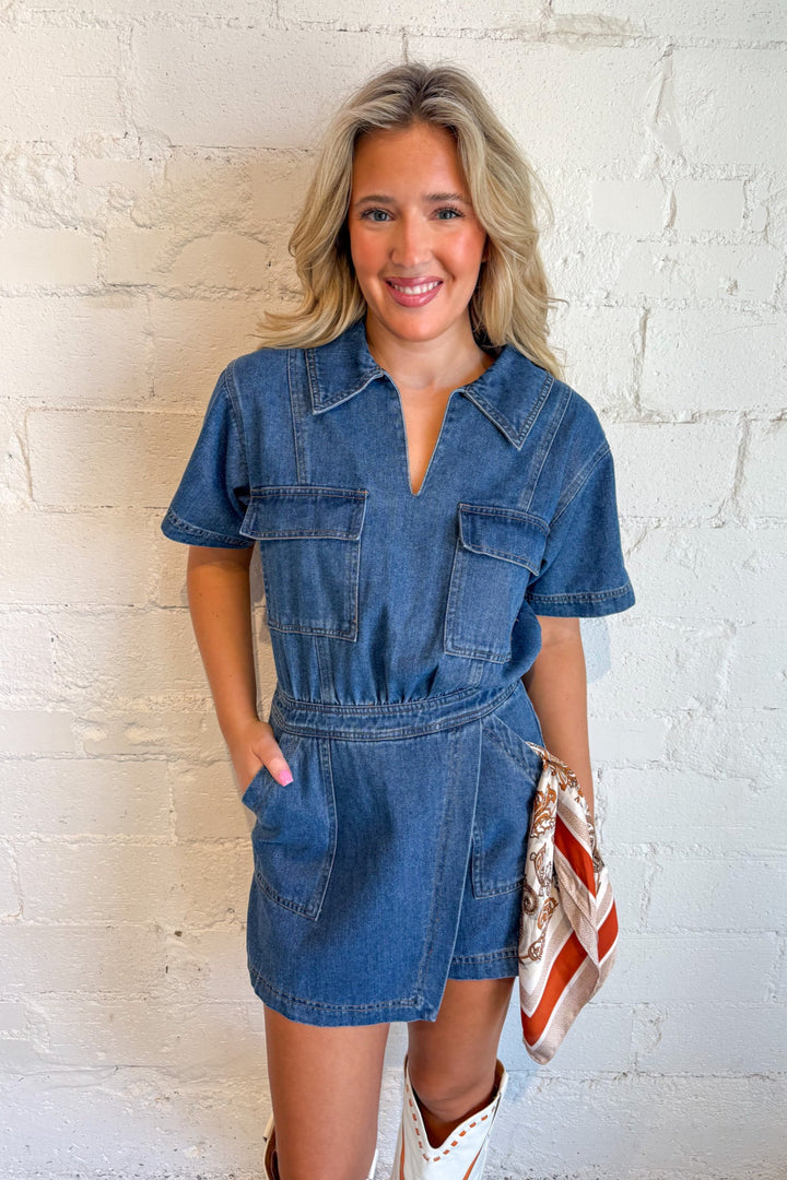 Tailgate Jarty Romper, Denim Romper, Game Day Outfits, Adeline Boutique, Dallas Boutique, Women's Boutique Clothing