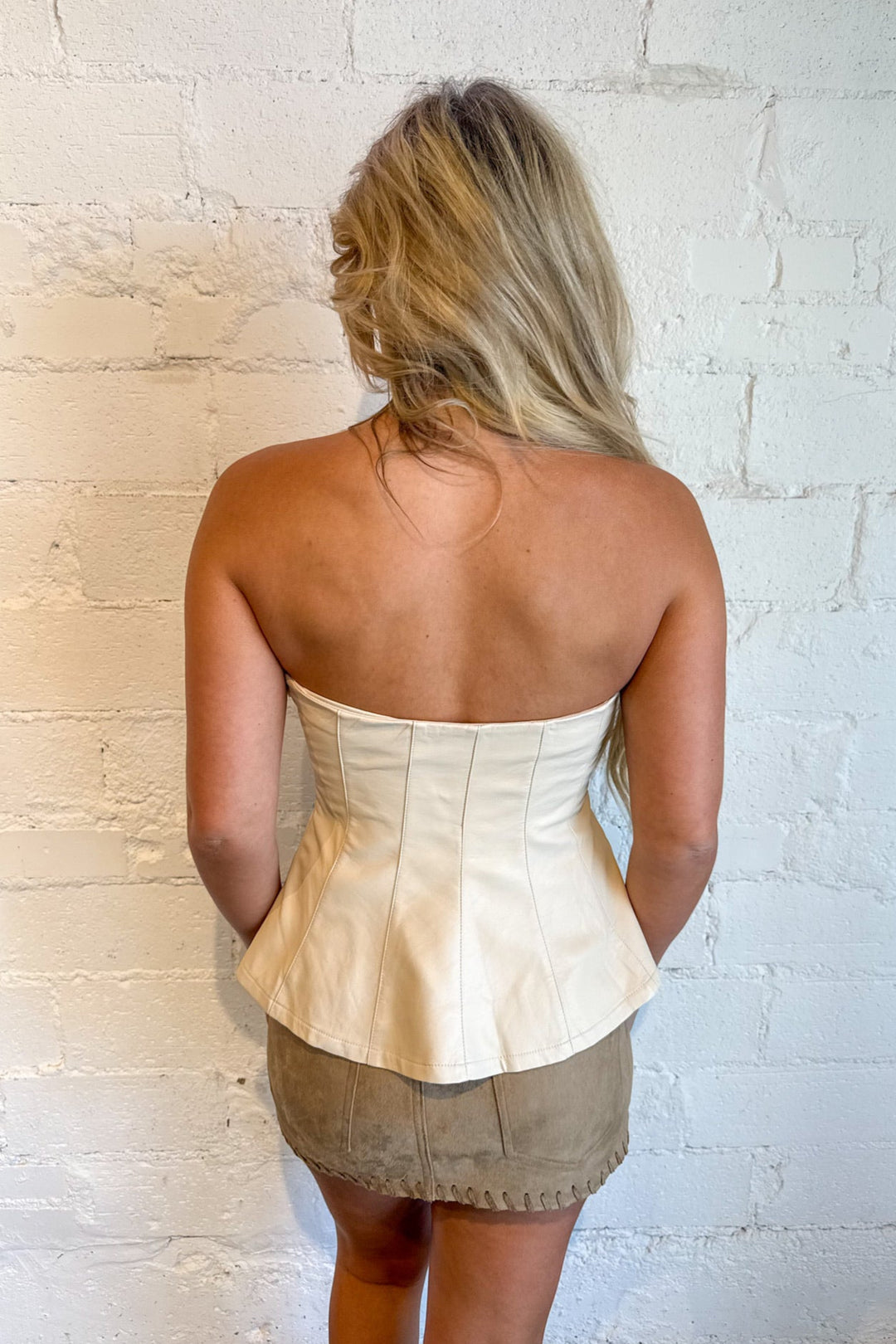 Leather Lover Strapless Top, Leather Top, Tops, Strapless Top, Rodeo Outfit, Country concert Outfit, Adeline Boutique, Dallas Boutique