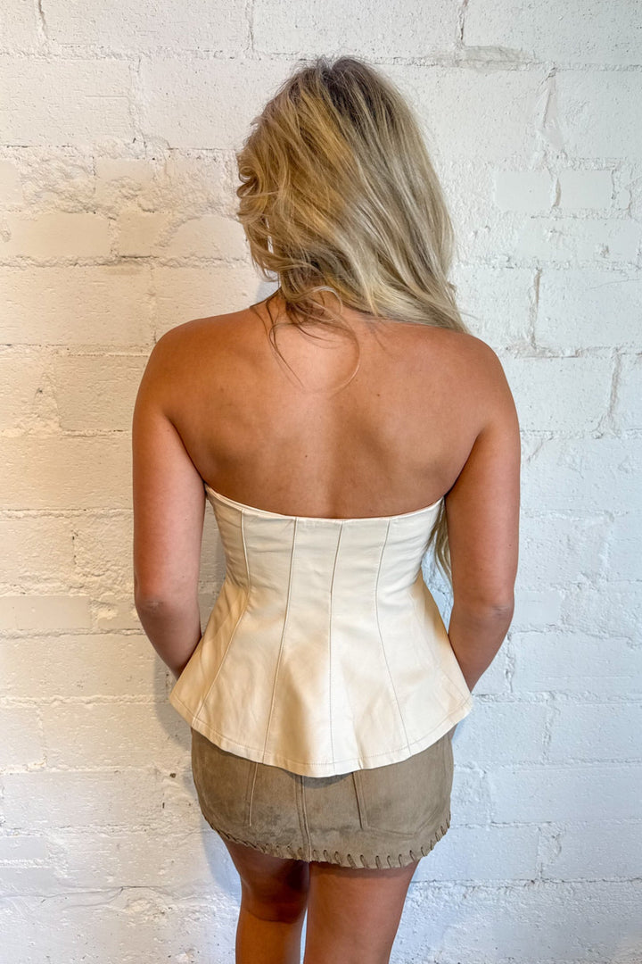 Leather Lover Strapless Top, Leather Top, Tops, Strapless Top, Rodeo Outfit, Country concert Outfit, Adeline Boutique, Dallas Boutique