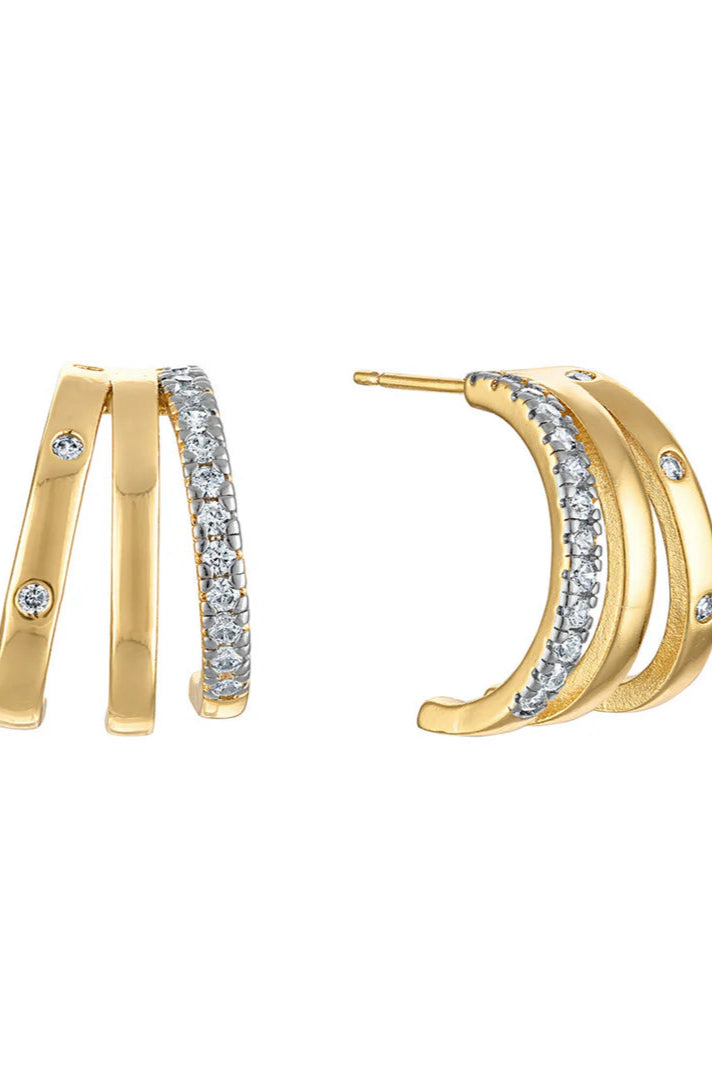 Teddy Triple Earring, Earrings, Hoops, Adeline Boutique, Dallas Boutique, Boutique Jewelry 