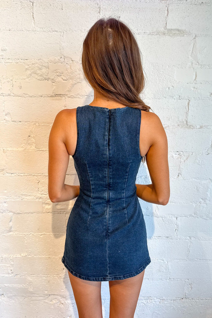 The Classic Fit Denim Dress, Denim Dress, Denim, Rodeo outfit, Country Concert Outfit, Dress, Game Day Dress, Adeline Boutique, Dallas Boutique