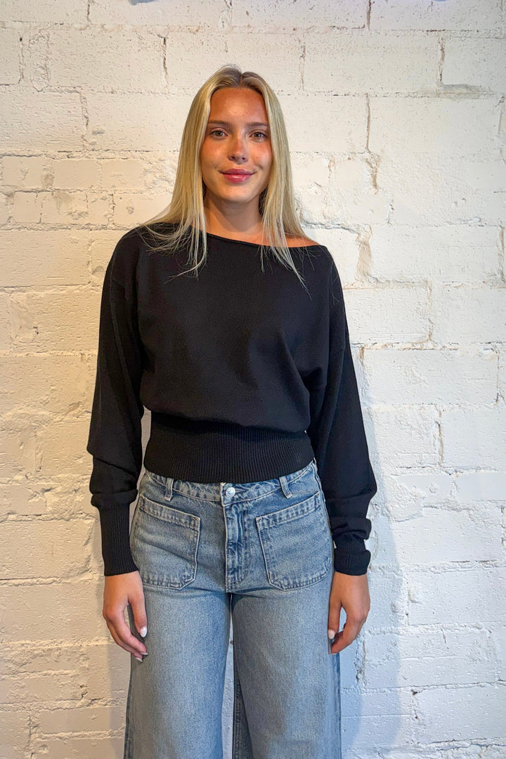 The Delphine Sweater Black adeline boutique, dallas boutique, boutique