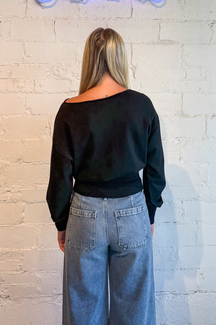 The Delphine Sweater Black back, adeline boutique, dallas boutique, boutique