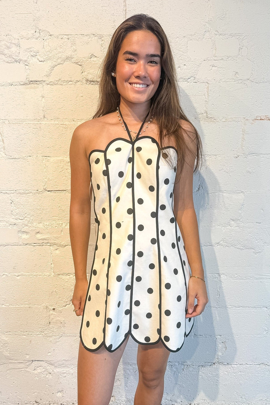 polka dot dress, mini dress, dress with halter, polka dot mini dress