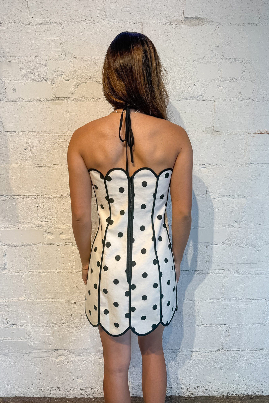 polka dot dress, mini dress, dress with halter, polka dot mini dress