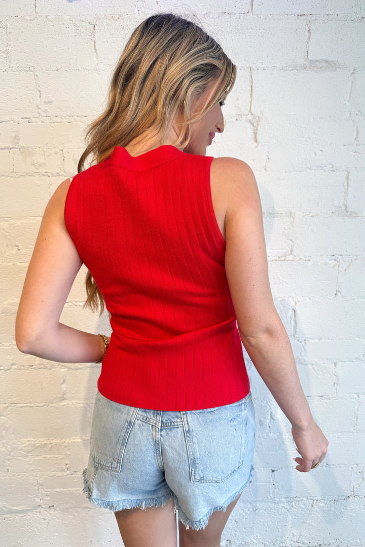 The Flattering Twist Top Red Back, adeline boutique, dallas boutique, boutique