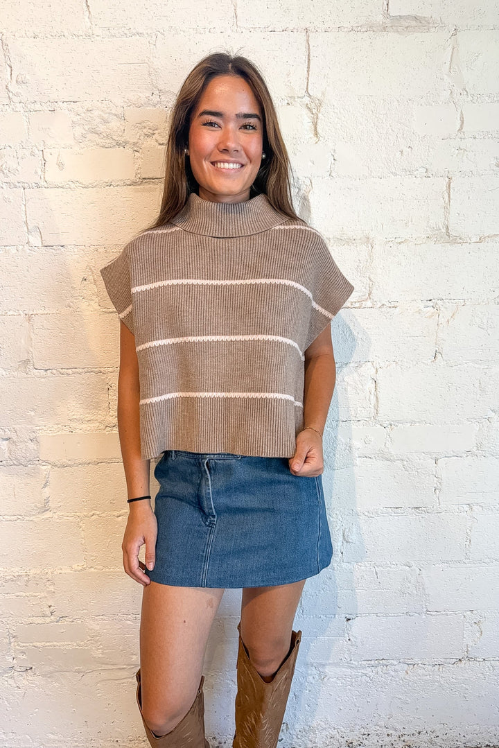 The Kennedy Knit Vest, Striped Vest, Taupe Vest