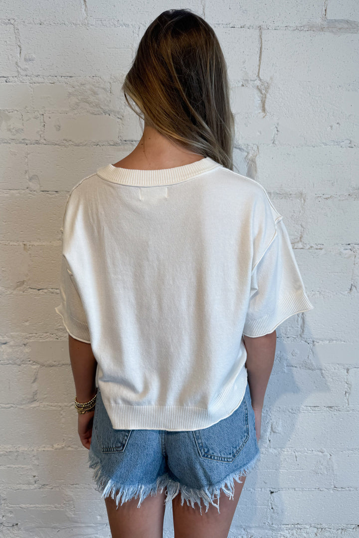 The Rowan Raw Edge Cardigan White Back, adeline boutique, dallas boutique, boutique