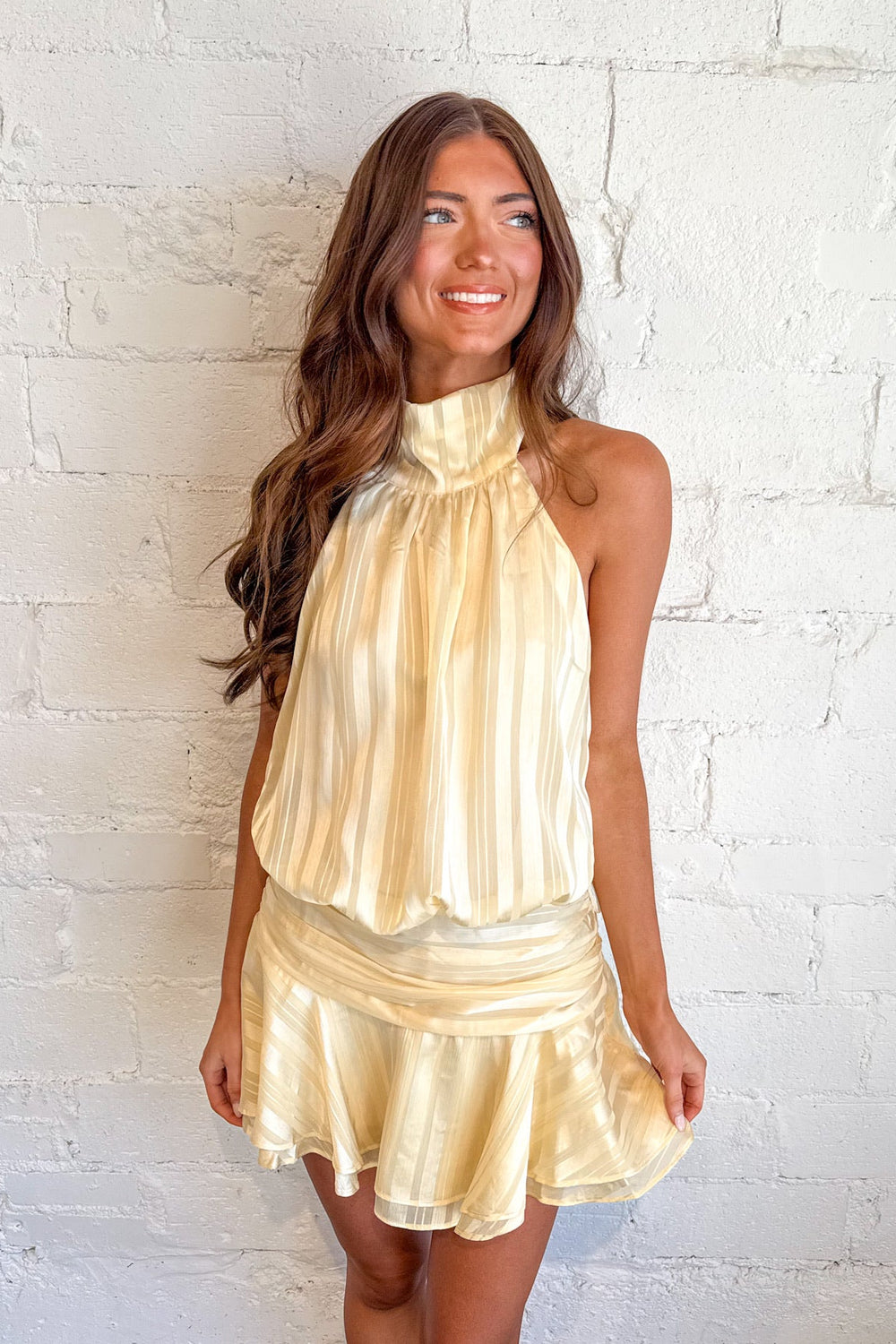 The Sweetest Thing Dress, Halter Dress, Yellow Dress, Womens Boutique, Dallas Boutique, Adeline Boutique