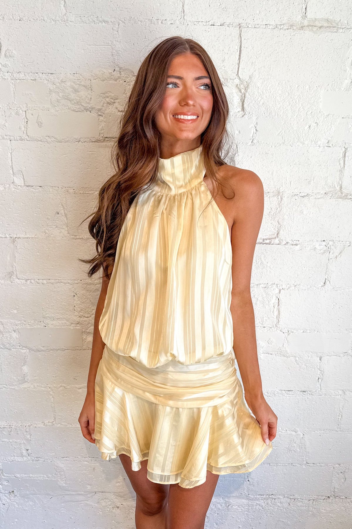 The Sweetest Thing Dress, Halter Dress, Yellow Dress, Womens Boutique, Dallas Boutique, Adeline Boutique